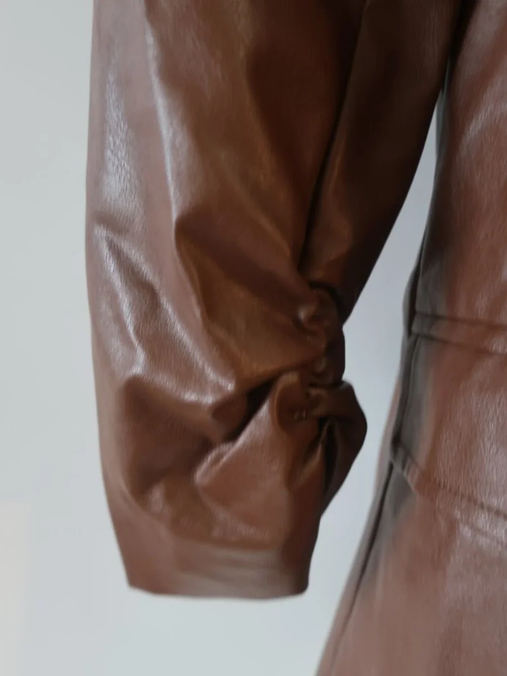 NWT Womens Six/Fifty Brown (Item-307) PU Faux Leather Vienna Oversized Blazer XS